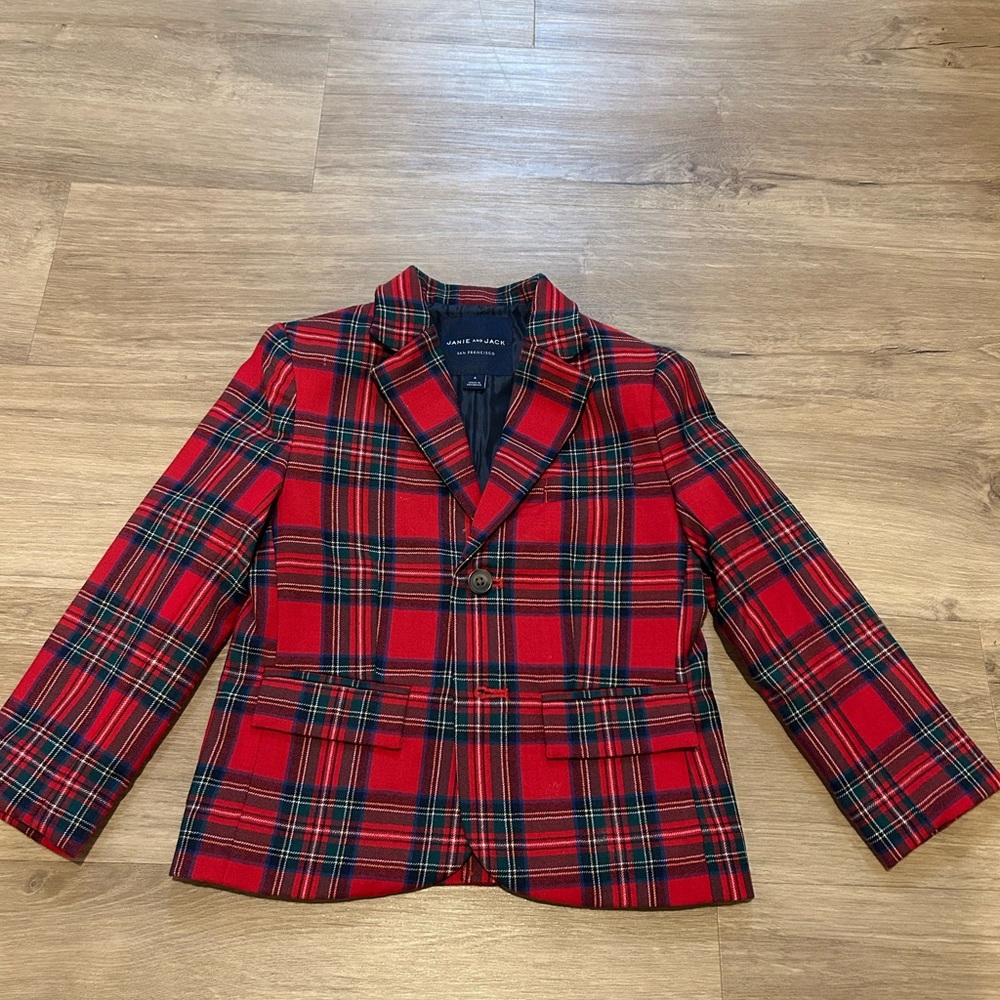 Janie and Jack Red Tartan Plaid Blazer